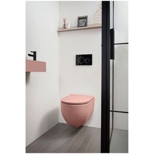 Xenz - Gio - Randloos Toilet - Roze Mat - 47 cm - Vortexspoeling