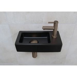 Mueller - Mini Rhea - Fonteinset - Mat Zwart - Verouderd Messing Fonteinkraan Rechts