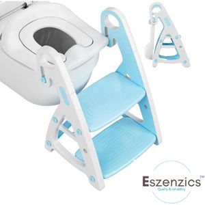 Toiletverkleiner Met Trap FAMKEEP Kindertoiletadapter, Draagbare Verkleiner Toiletbril Badkamertoilet Met Ladder, Kindertoiletadapter, Verstelbaar, Opvouwbaar, PU-kussen, Antislip, Voor V-, U- Of O-vormige Toiletten Zindelijkheidstrainer Opvouwbaar
