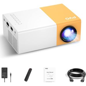 ALLGoods. Draagbare Beamer - Mini Beamer 4K - Projector Scherm – 4K Support – tot 170 Inch – LED Full HD - Home Cinema - Mini Projector - met Afstandsbediening - Wit/Geel