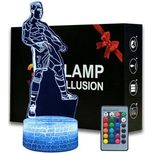 3D Nachtlamp - 16 kleuren - Cristiano Ronaldo - CR7 - Voetbal - LED Illusie - Bureaulamp - Sfeerlamp - Dimbaar - USB of Batterijen - Afstandsbediening - Cadeau