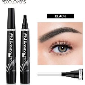 Wenkbrauwpotlood Waterproof | Zwart | Black | Langhoudend Professionele Wenkbrauwmake-up Pen met 4 Split heads