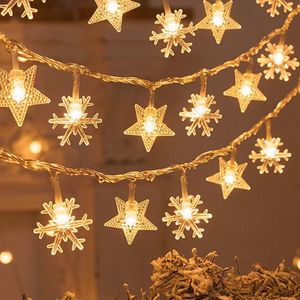 Lights4fun set van 5 acryl sneeuwvlokken kerstverlichting voor