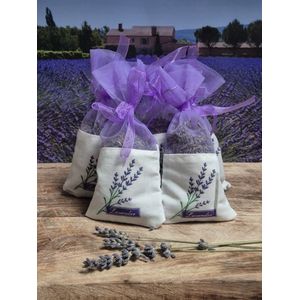 Lavendel geurzakjes met biologische lavendel uit de Provence , 6 stuks à 15 gram lila lavender - give away - bedankje - goodybag - cadeau - geurzakje kledingkast