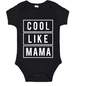 Soft Touch Rompertje (zwart) met witte Tekst - Cool like mama | Baby rompertje met leuke tekst | | kraamcadeau | 0 tot 3 maanden | GRATIS verzending