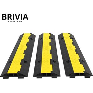 Brivia Kabelbrug - Kabelgoot Vloer - Kabelgoot - Kabeldrempel - Kabelbeschermer - Kabelmat - Kabelbrug Buiten - Kabelgoot Vloer - Kabelbrug Rubber - 3 Stuks