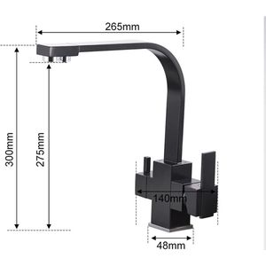 Keukenkraan - Warm/Koud - Gefilterd - 3in1 - Zwart - Badkamerkraan - Modern