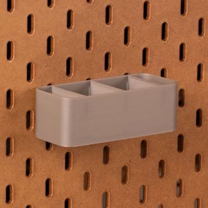 Standaard bakje voor Ikea Skadis pegboard 12x5x4 cm - Zilver - Met tussenschotjes - Opberger