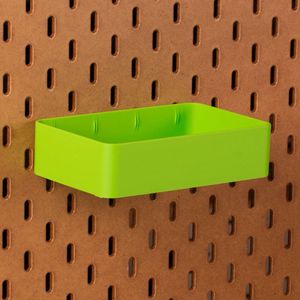 Standaard bakje voor Ikea Skadis pegboard 16x10x4 cm - Groen - Met tussenschotjes - Opberger