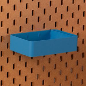 Standaard bakje voor Ikea Skadis pegboard 16x10x4 cm - Blauw - Met tussenschotjes - Opberger