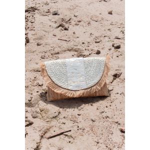 Ibiza Tas - Strand clutch - Ibiza style - Met Hengsel - Beige - Goud