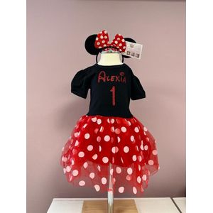 Feestjurk meisje-minnie-muizenjurkje-kleedje-verjaardagjurk-eigen naam-leeftijd-verkleedjurk-jurk meisje-tule jurk-verkleedkleding meisje-zomerjurkje-rode jurk-themafeest-jurk Esmee (mt 98/104)