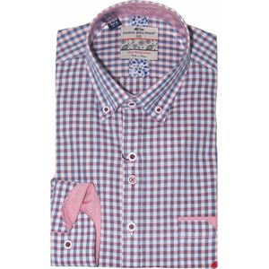 Dario Beltran - Lange Mouw Overhemd - Heren - Blauw - Katoen - Geruit