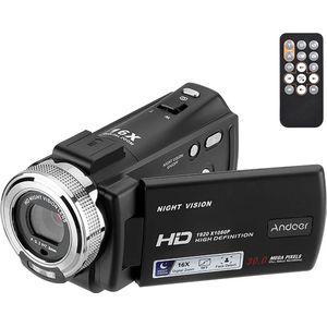 One stop shop - Handycam Camcorder - 12V Videocamera Full HD - CMOS Beeldsensor - Nachtzicht - 16x Digitale Zoom - Gezichtsfocus - Vlog camera - Met Afstandsbediening - Zwart