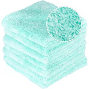 Koreaanse Microvezel doeken microfiber PRIME 350 gsm polijstdoeken wax car detailing 40X40cm - ongeëvenaarde kwaliteit, Cyan/green