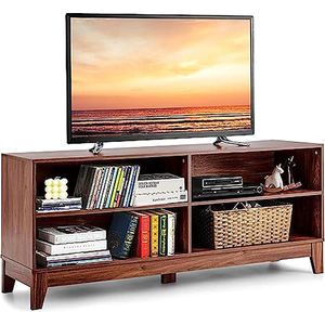 TV-kast, televisiekast, hout, tv-standaard, tv met planken, dressoir, woonkamerkast, keukenkast, 147 x 40 x 61 cm (bruin)