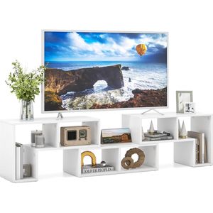 Televisiekast, hout, 3-delig, vrij te combineren, televisietafel voor tv's tot 65 inch, hoekrek, uittrekbaar, tv-kast, multifunctionele boekenplank, opbergrek (wit)