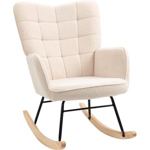 schommelstoel accentstoel woonkamer fauteuil voor slaapkamer, draagvermogen tot 120 kg, polyester, beige 71 x 92 x 101 cm