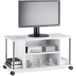 tv-meubel, op 4 wielen, open, verrijdbaar, MDF, HxBxD: 41,5 x 80 x 40 cm, tv kast, televisie meubel, wit