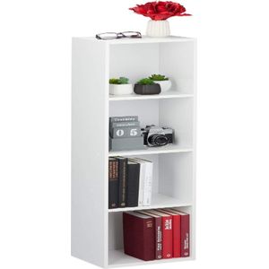 boekenkast 4 vakken, modern design, woonkamer, open kast smal, van PB, HxBxD: 106 x 30 x 23 cm, wit