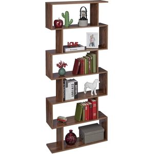 boekenkast, 6 etages, HBD: 190,5x80x23 cm, modern design, houtlook, staand rek, voor woonkamer of bureau
