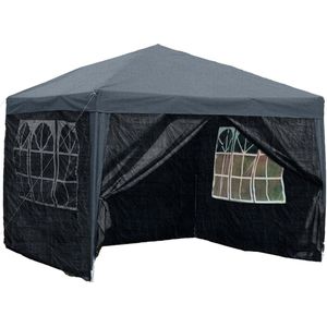 2.5x2.5m Pop Up Gazebo Geen Zijden Tuin Party Tent Stalen Benen Waterdicht Dak Evenement Shelter, Grijs