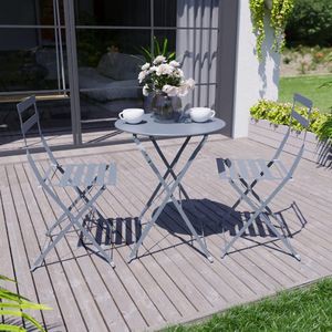 Porto 2-zits metaal die 3-delige bistro voor tuin, terras en balkon vouwen (donkergrijs)