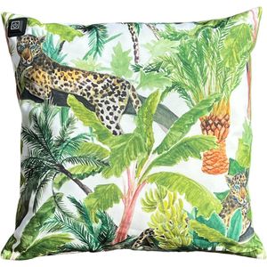 Warmpi® Outdoor Draadloos Warmtekussen incl Warmpi® Powerbank (10.000mah) - Cheeta - Waterafstotend en UV-bestendig kussen - 3 warmtestanden - Natuur - Voor buiten en binnen - Afmeting 45x45 cm - verwarmd buitenkussen / tuinkussen