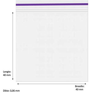 1000x Gripzakjes 40 x 40mm 60 micron paars - Ziplock Bag Purple – Uitdeelzakjes