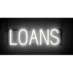 LOANS - Lichtreclame Neon LED bord verlicht | SpellBrite | 53 x 16 cm | 6 Dimstanden - 8 Lichtanimaties | Reclamebord neon verlichting