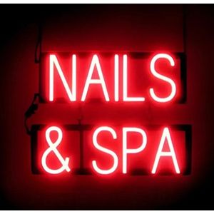 NAILS & SPA - Lichtreclame Neon LED bord verlicht | SpellBrite | 45 x 38 cm | 6 Dimstanden - 8 Lichtanimaties | Reclamebord neon verlichting