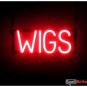 WIGS - Lichtreclame Neon LED bord verlicht | SpellBrite | 42 x 16 cm | 6 Dimstanden - 8 Lichtanimaties | Reclamebord neon verlichting