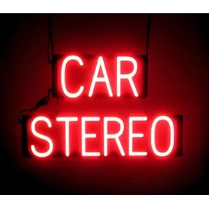 CAR STEREO - Lichtreclame Neon LED bord verlicht | SpellBrite | 59 x 38 cm | 6 Dimstanden - 8 Lichtanimaties | Reclamebord neon verlichting