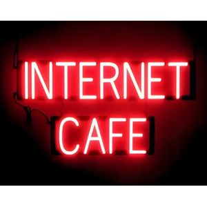 INTERNET CAFE - Lichtreclame Neon LED bord verlicht | SpellBrite | 71 x 38 cm | 6 Dimstanden - 8 Lichtanimaties | Reclamebord neon verlichting