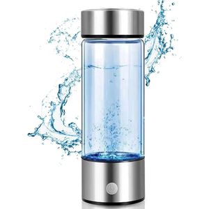 mygoods Waterstof Generator - Hydrogen Water - 1200ppb - Draagbare Drinkfles - Elektrische Waterfilter Fles - Waterfles van glas - Gezond Water - Anti Aging - Zilver Roestvrij Staal Design