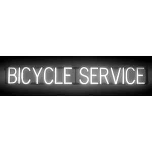 BICYCLE SERVICE - Lichtreclame Neon LED bord verlicht | SpellBrite | 126 x 16 cm | 6 Dimstanden - 8 Lichtanimaties | Reclamebord neon verlichting