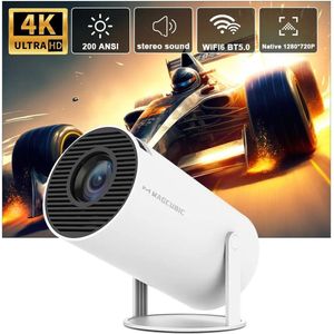 Projector - WiFi 6 Mini Beamer 4K/200 ANSI Projector Streamen - Draagbaar - HY300 - BT 5.0 - Android - Home Cinema