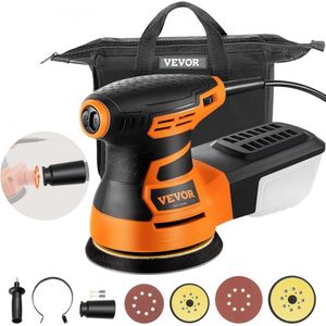 Schuurmachine - Handpalmschuurmachine - Multischuurmachine - 350 Watt - 6 Snelheden - Compact & Lichtgewicht - Zwart/Oranje