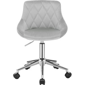 B.O.S. Velvet Bureaustoel - Stoel - Ergonomische stoel, Met Wielen & In Hoogte Verstelbaar - Fluweel - Grijs