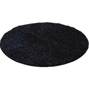Rond hoogpolig vloerkleed - Fuzzy Antraciet | Stijlvol