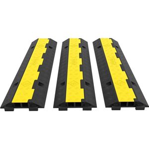 RWM Products Kabelbrug - Kabelgoot vloer - Kabelgoot - Kabeldrempel - Kabelbeschermer - Kabelmat - Kabelbrug Buiten - Kabelgoot vloer - Kabelbrug rubber - 3 stuks - Zwart en geel