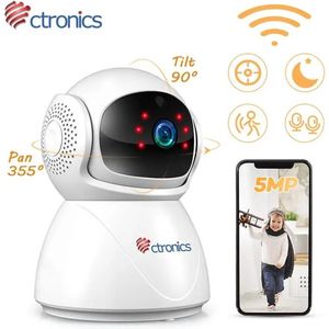 Ghani winkeltje Babyfoon - Binnencamera Voor Huisbeveiliging, 360 ° Hondencamera Met Telefoonapp, 2-weg Praten, One-Touch-Oproep, Nachtzicht, 2.4Ghz