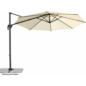 B.O.S. Zweefparasol - Parasol - Beige - Ø 3M - 2,4M Hoog - Tuin - Patio - 360 Graden Draaien - 6 Standen