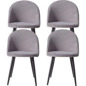 RG Enterprises® - Gefluweerde stoelen set van 4 woonkamer - 43x47,5x80 - grijs