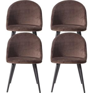 RG Enterprises® - Gefluweerde stoelen set van 4 woonkamer - 43x47,5x80 - Bruin