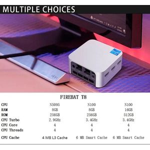 FIREBAT T8 Pro Plus Mini PC Intel Celeron N5095 N100 Desktop Gaming Computer 8GB DDR4WIFI5 BT4.2