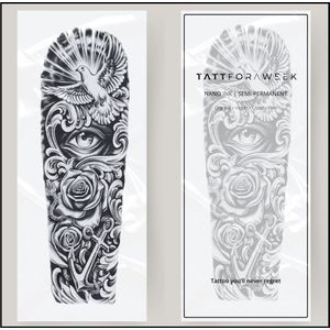 Nep tattoo sleeve vrijheid | Neptattoo volwassenen | Tijdelijke tattoo voor volwassenen | Temporary tattoo | Plaktattoos voor volwassenen | Neptattoos | Probeer zorgeloos een tattoo | tattforaweek