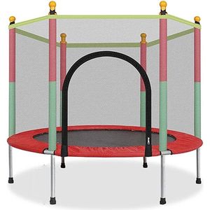 ShopbijStef - Trampoline - Kindertrampoline - Trampoline Met Beschermend Net - Indoor Sport Entertainment - Rood/Geel/Groen