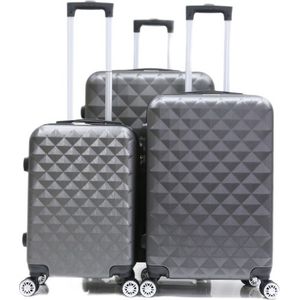 Kofferset Traveleo, 3-delig - ABS - met cijferslot - Zilver