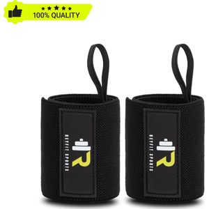 ReyFit Sports 2x Fitness & CrossFit Polsband - Wrist wraps - Polsbanden voor Krachttraining - Polsbrace - Fitness Accessoires - Inclusief Draagtas - Zwart